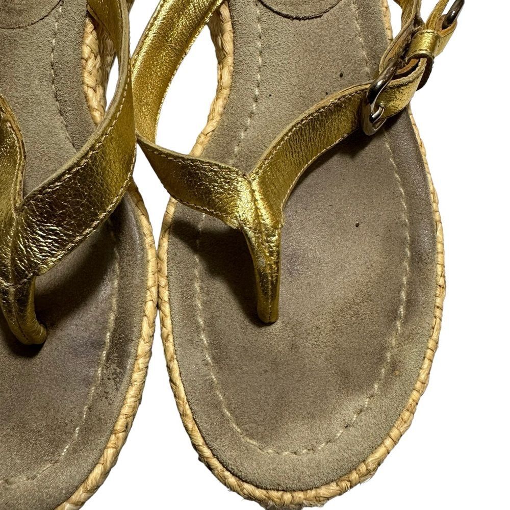 Prada Slides Thongs Wedge Platform Metallic Gold … - image 6